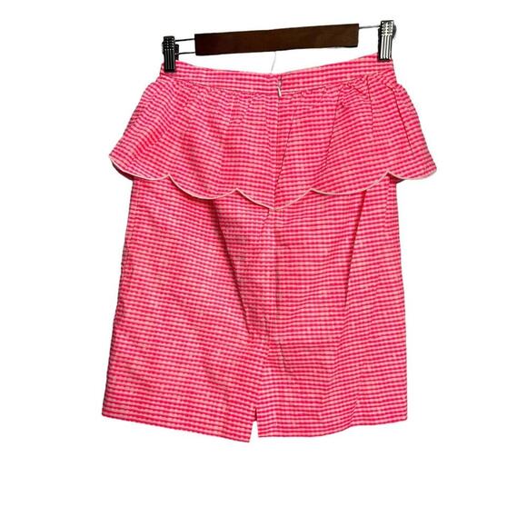 LILLY PULITZER Pink Gingham Thyme Peplum Barbiecore Skirt Size 2 - Picture 2 of 9